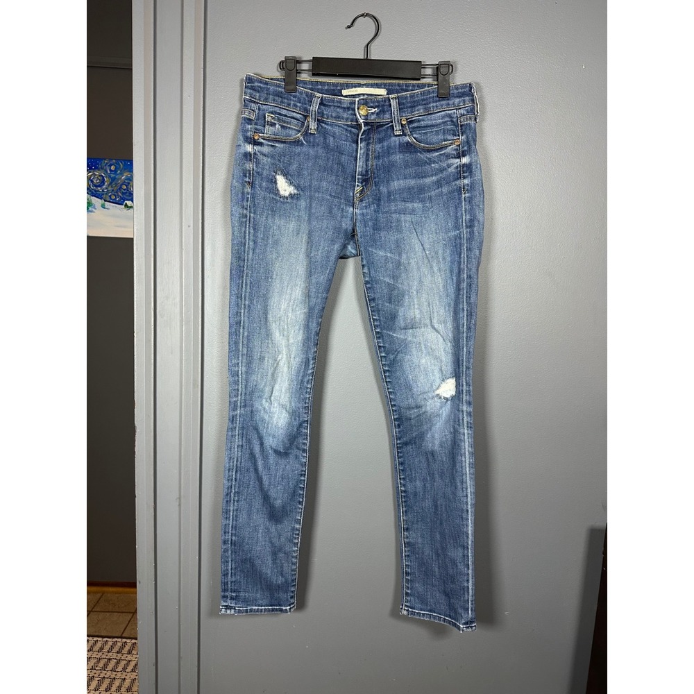 Vince Womens 27 distressed denim jeans low rise slim straight leg medium stretch